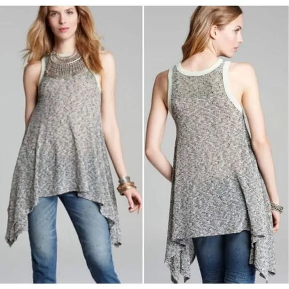 We The Free BumbleBees Knees Sharkbite
Hem Tank tunic open knit sheer size Large - Image 2