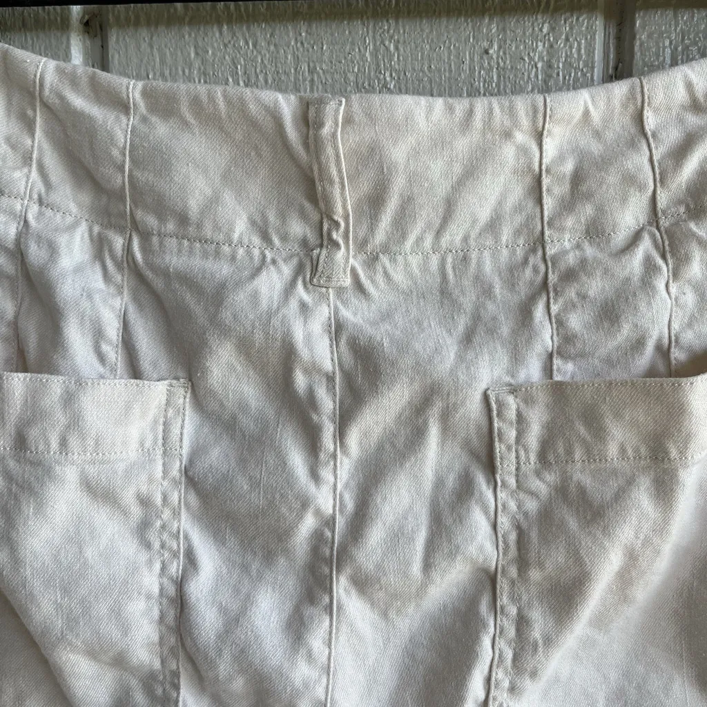 Anthro Maeve The Colette Linen Blend Shorts Chalk White Size 32 - Image 8