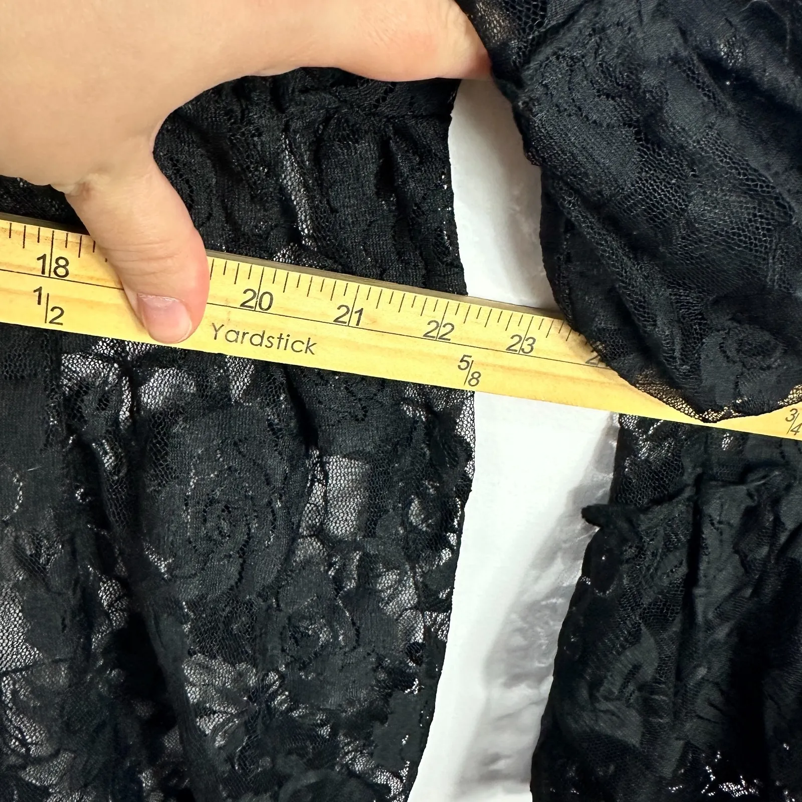 Shannon Ford New York S Black Lace Sheer Bell Sleeve Top Whimsigoth Fairy Grunge - Image 6