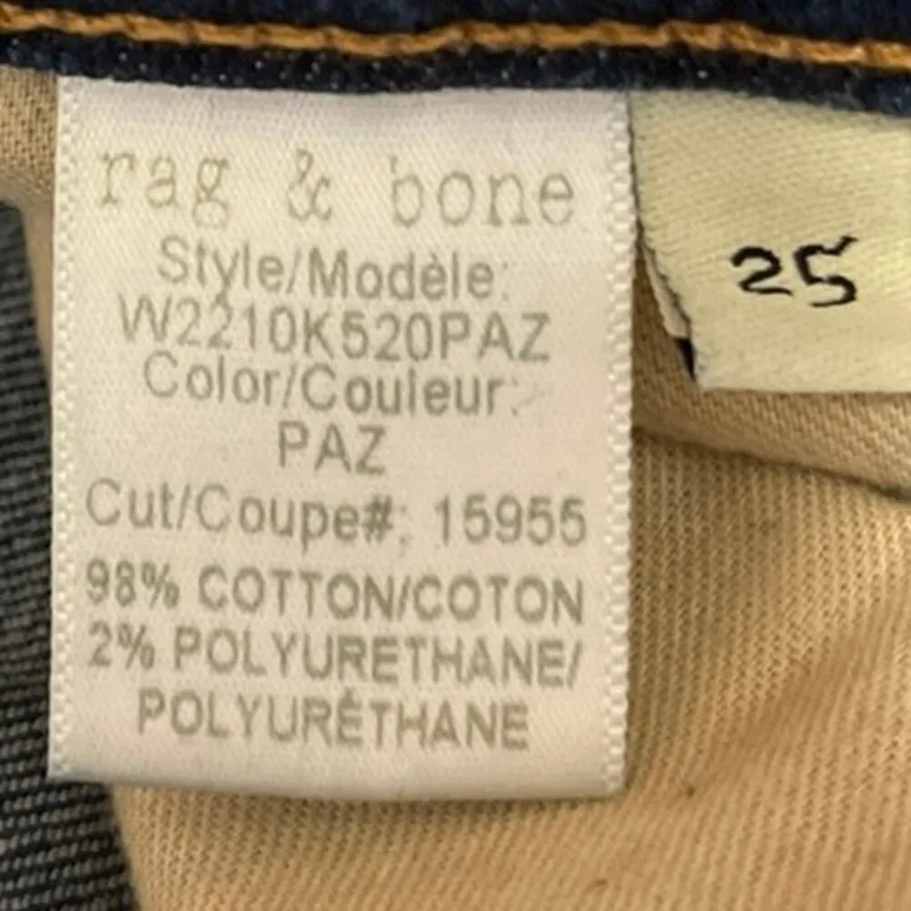 Rag & Bone Women's Denim Blue Mid Rise Stretch Tie knot Hem Skinny Jeans Size 25 - Image 5