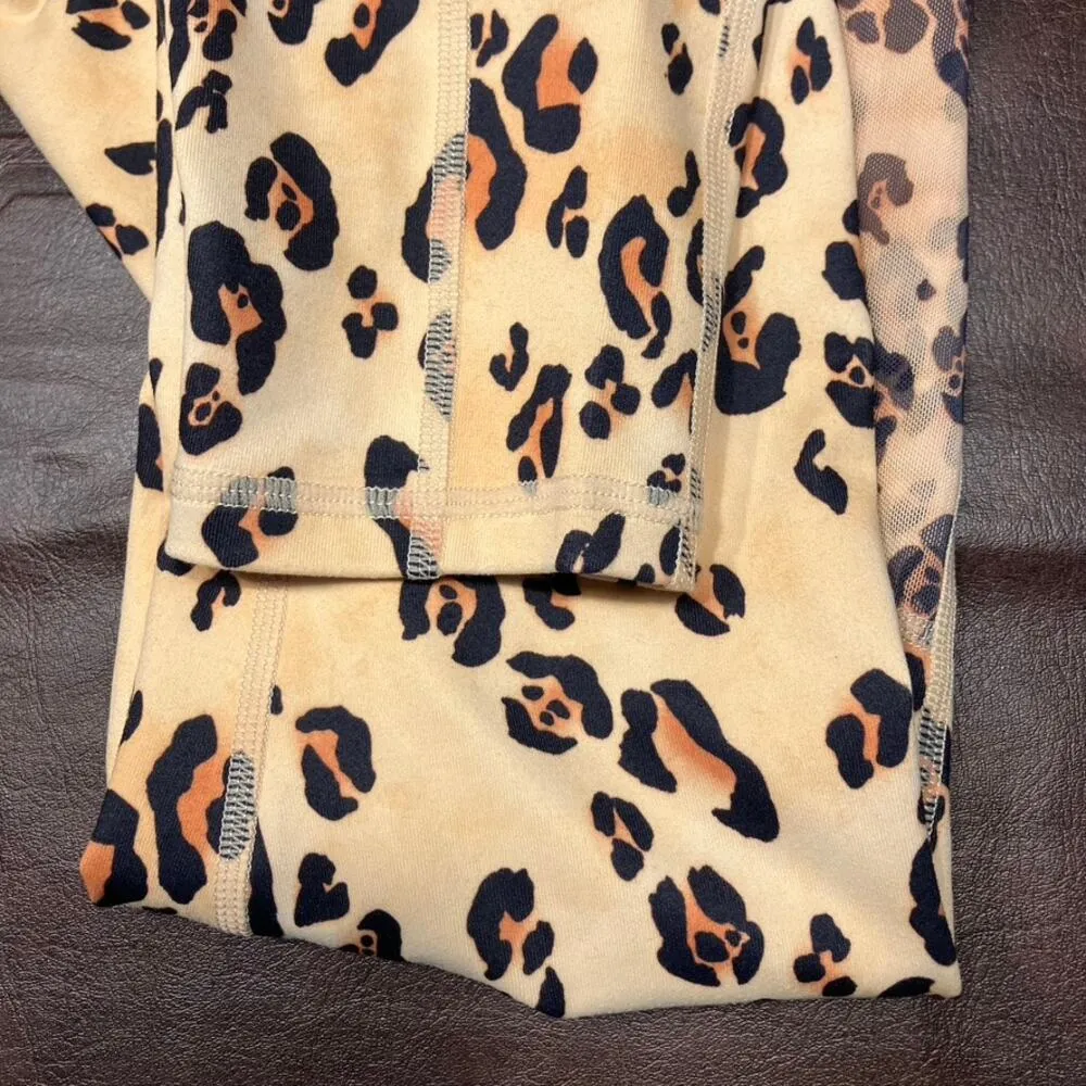 Fabletics Pump Two Piece Set Desert Leopard Womens Small New Active Athleisure - Image 7