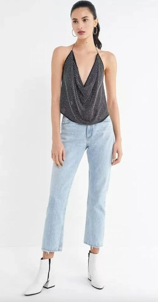 For Love & Lemons After Dark Halter Top Black Womens One Size - Image 13