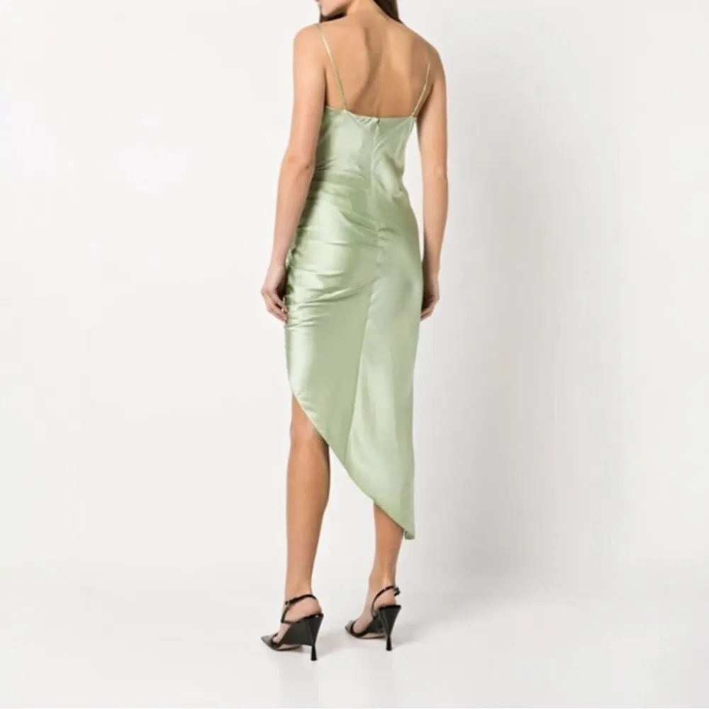 Cinq A Sept Emilia Silk Asymmetric Dress With Crystal Embellishment Pale Green Size 8 - Image 3