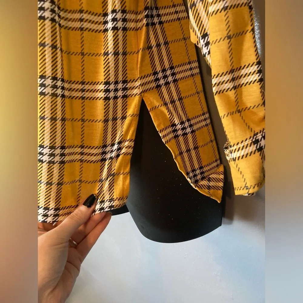 Eye Candy yellow plaid button up blouse - Image 3