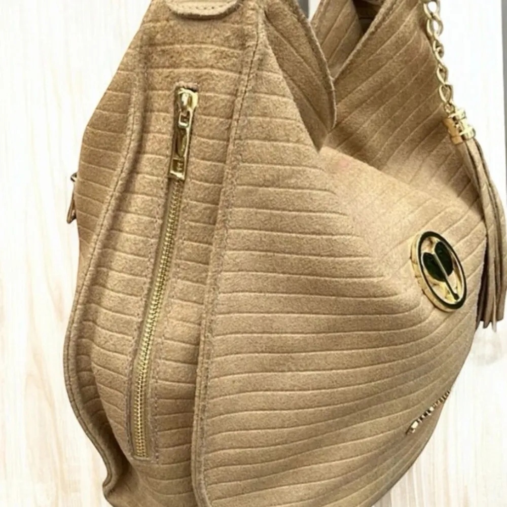 Persaman New York Adriana Python Leather Satchel Beige Handbag Made in Italy Tan - Image 3