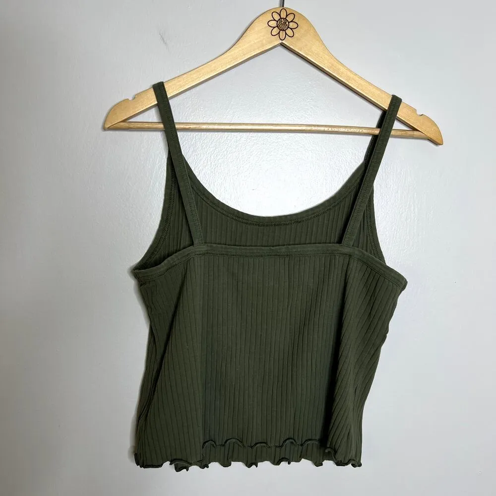 Old Navy Green Ribbed Ruffle Tank Top - Image 5