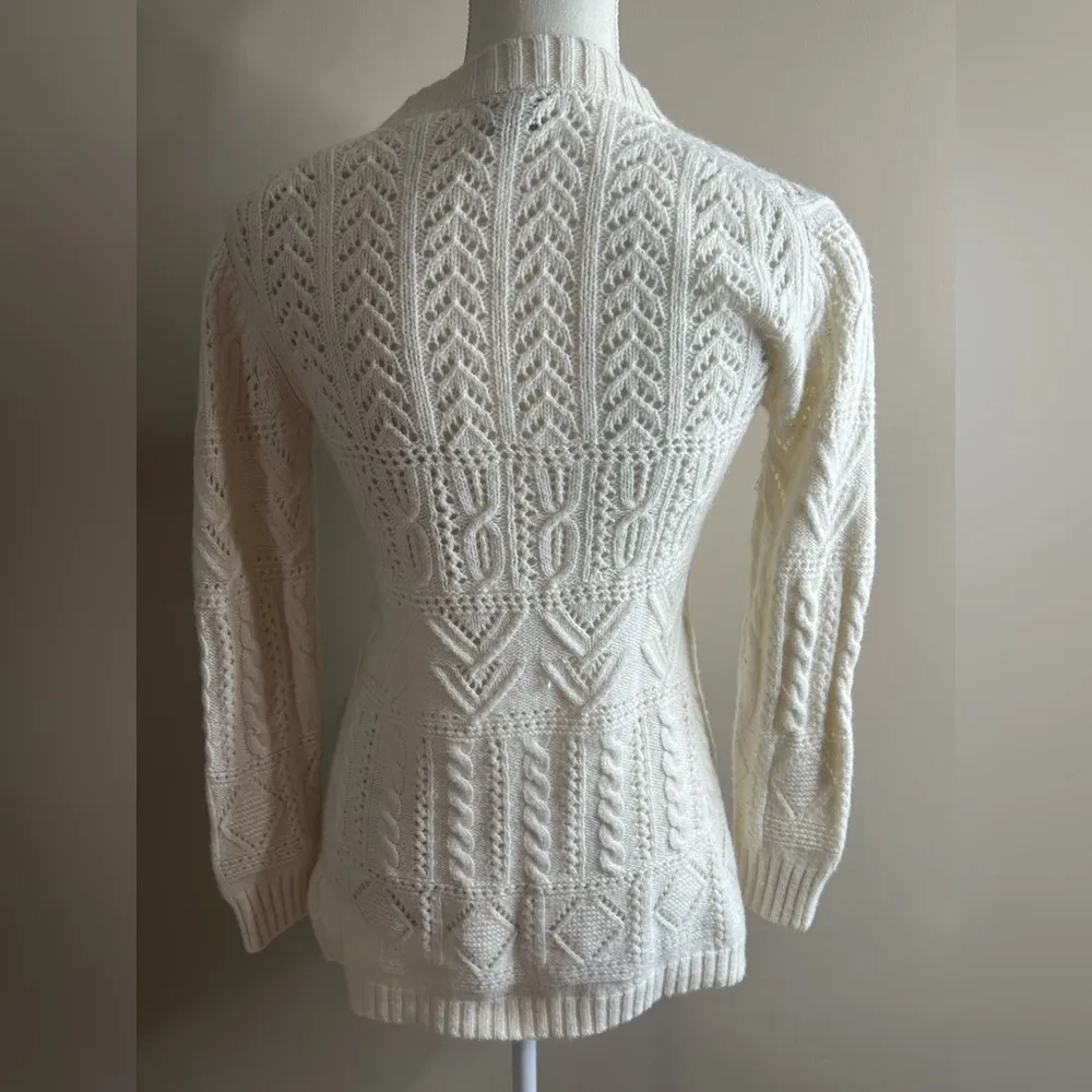 Vintage Gap wool blend open cable knit v neck cardigan medium - Image 10