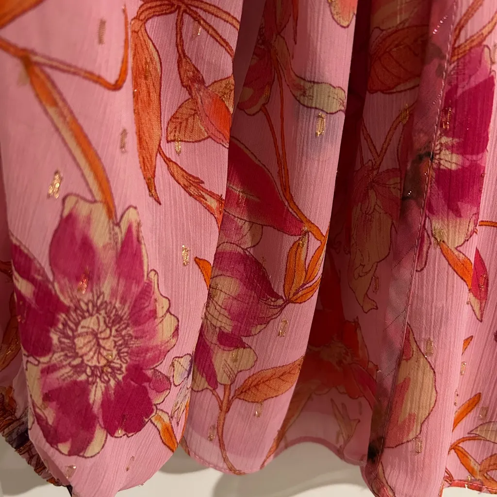 Misa Los Angeles Blouse Pink Floral Size XS - Image 7