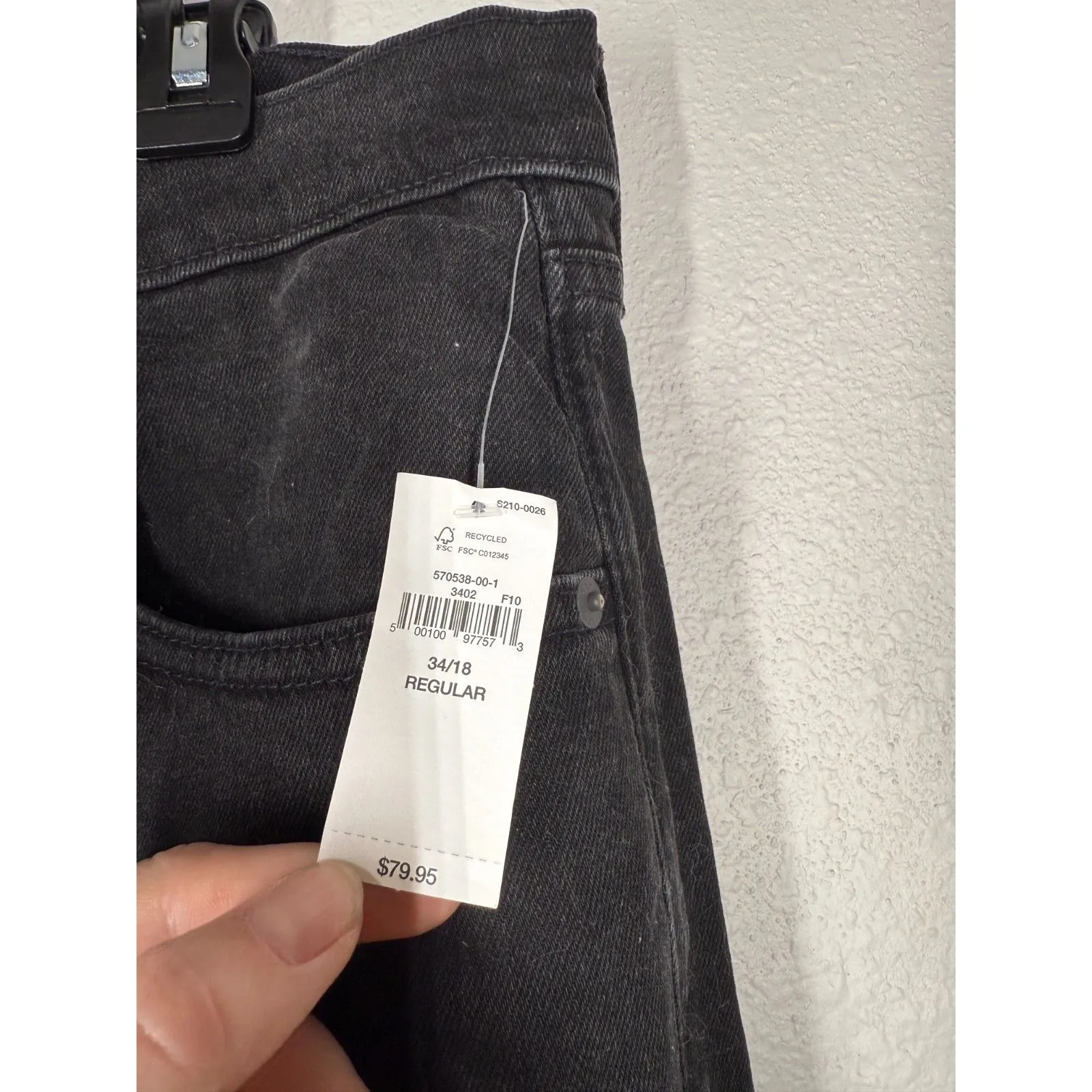 NWT Gap Girlfriend Mid Rise Black Jeans Womens Sz 34/18R Raw Hem Cuffed Bottom - Image 5