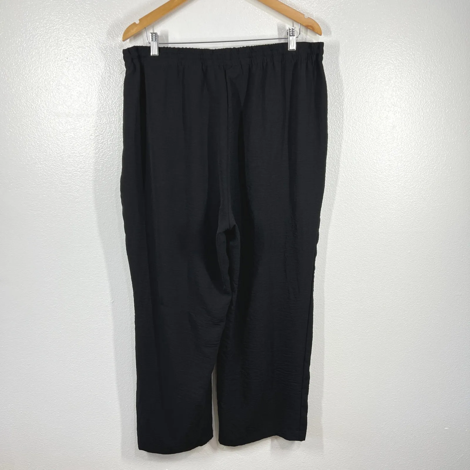 Rachel Zoe Wide Leg‎ Crop Pants Drawstring Waist Casual Black Plus Size 1X Boho - Image 2