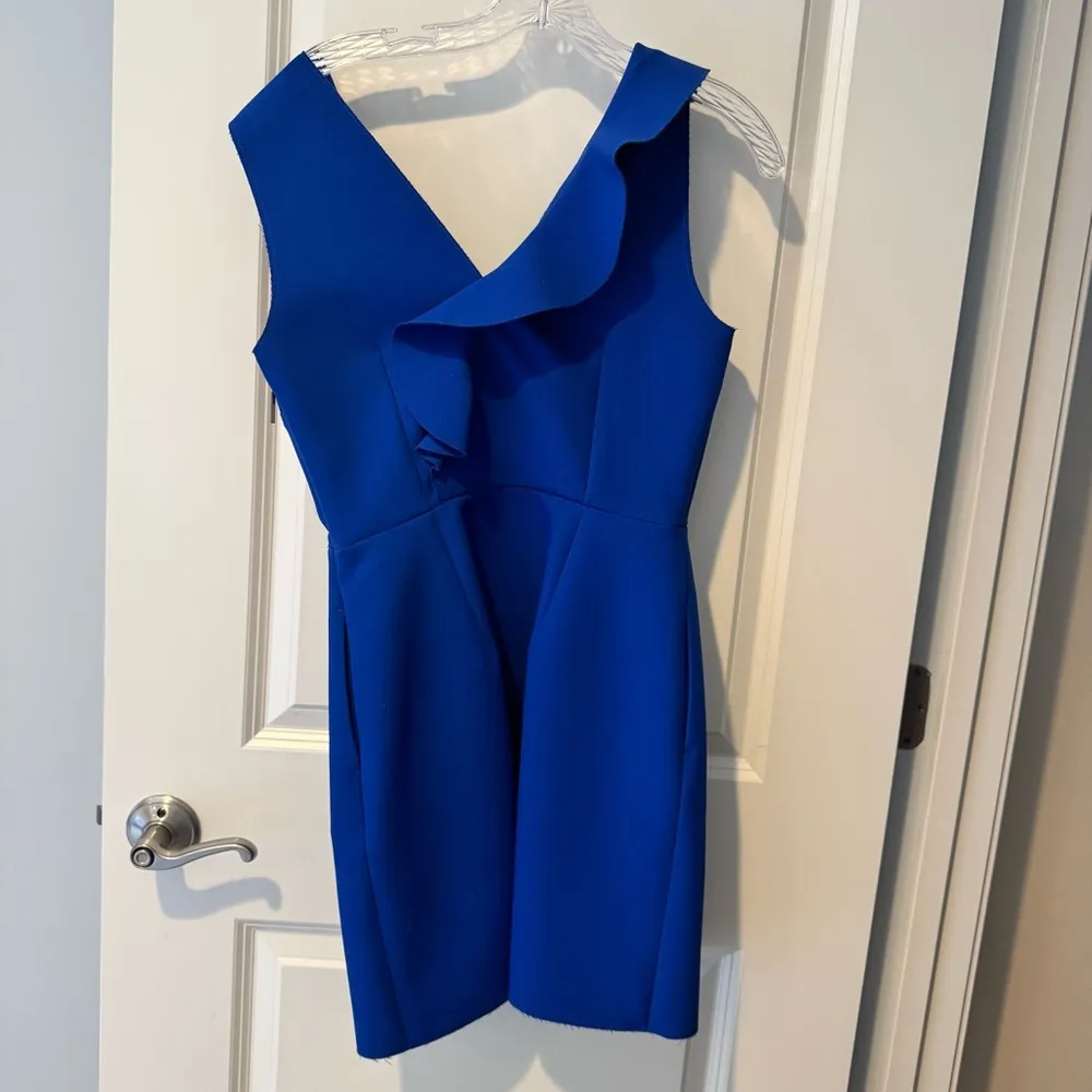 MSGM Blue Sleeveless Asymmetrical Ruffle Mini Dress Size M - Image 5