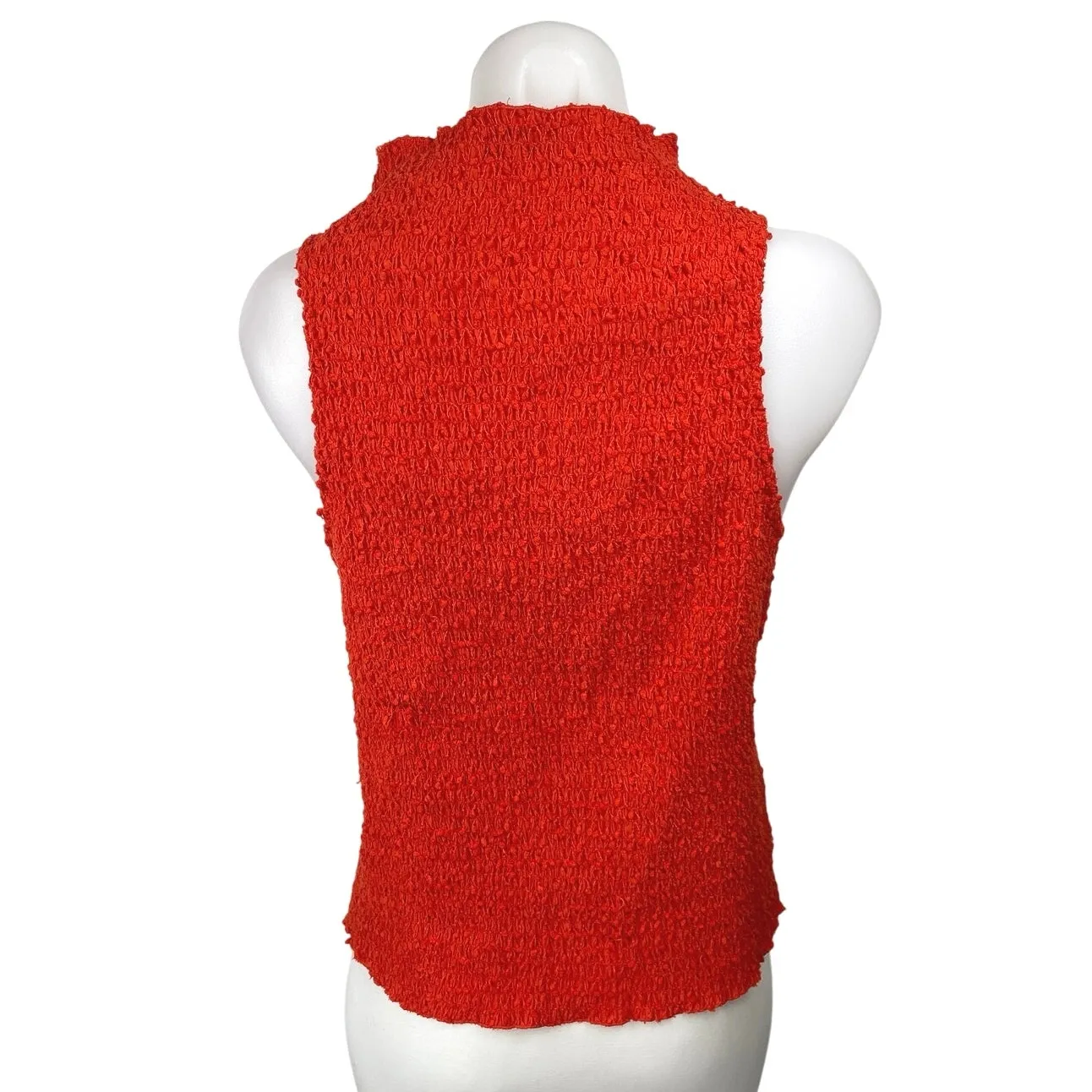 MNG Red Sleeveless Smocked High Mock Turtle Neck Tee T Shirt Blouse Top Size XL - Image 6