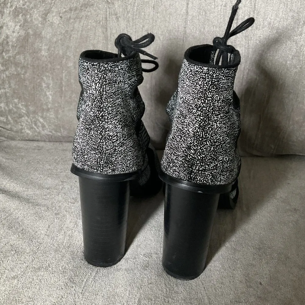 Senso Taffy Ice Lizard Lace Up Heeled Bootie Shoes Pointy Toe Sexy 36 US 6 Party Black - Image 10