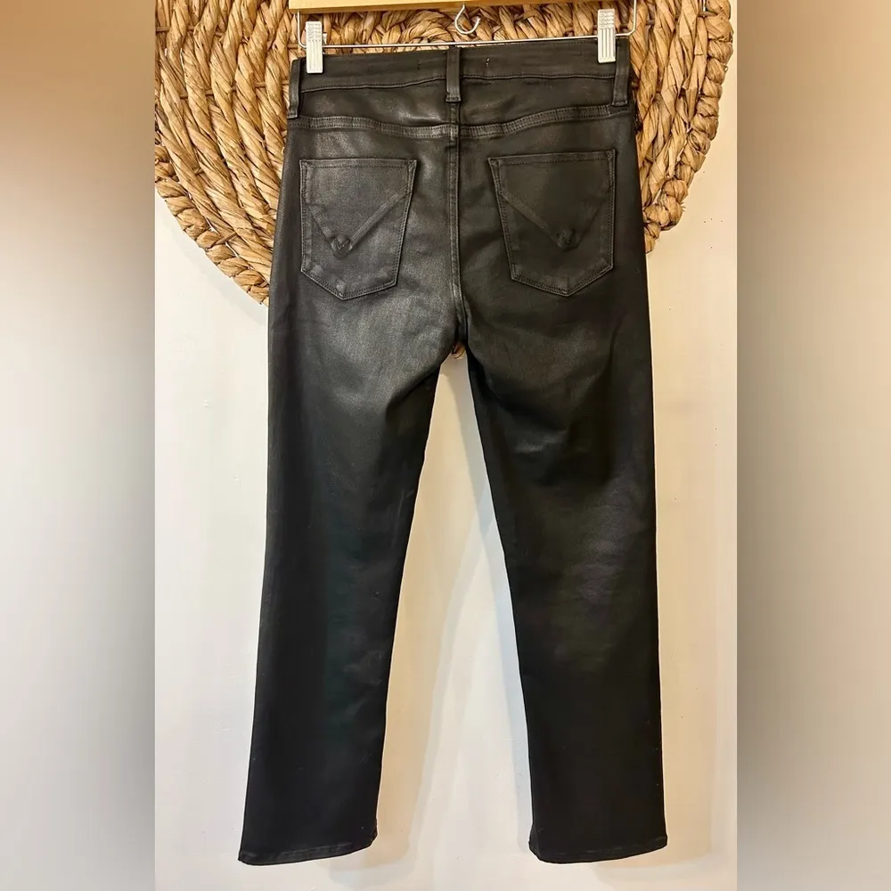 Hudson Nico Coated Straight Leg Ankle Jeans in Black Beauty Size 25 - Image 6