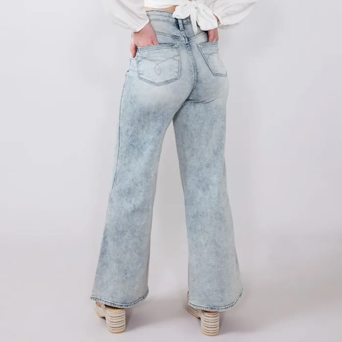 Judy Blue Retro Wide Leg Jeans Size 30 10/11 Light Wash High Rise Stretch Denim - Image 4