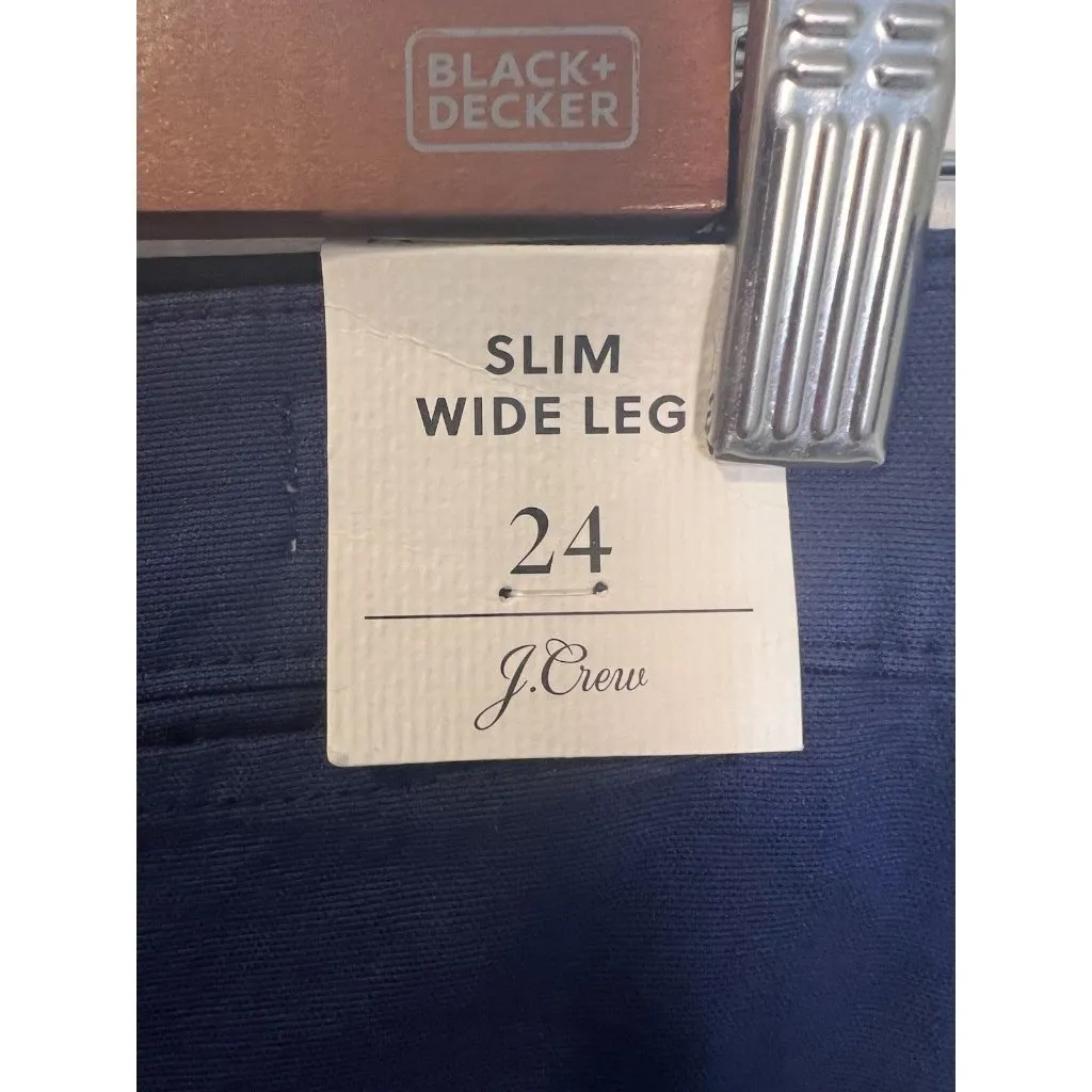 J. Crew Slim Wide Leg Pant Washed Canvas Size 24 Blue Career Business Casual NWT - Image 5