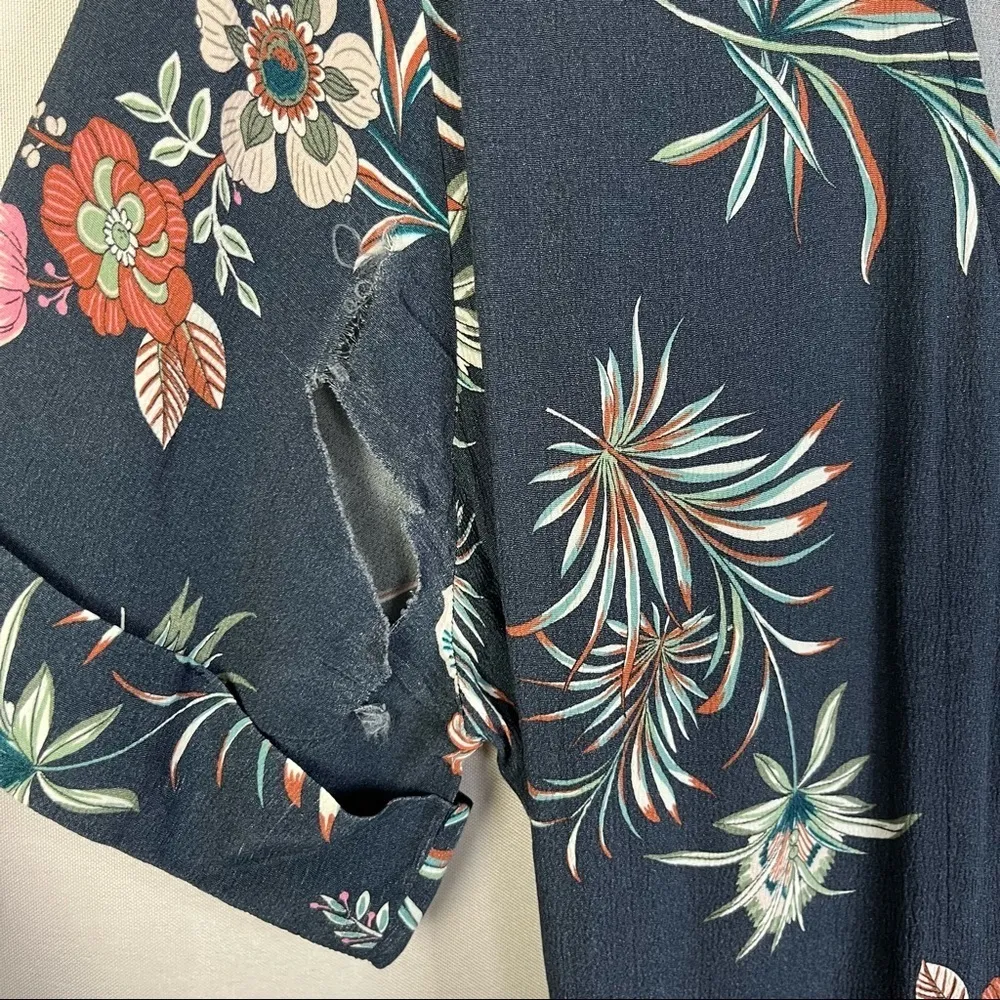 Fifteen Twenty Navy Blue Floral Wrap Midi Dress M - Image 5