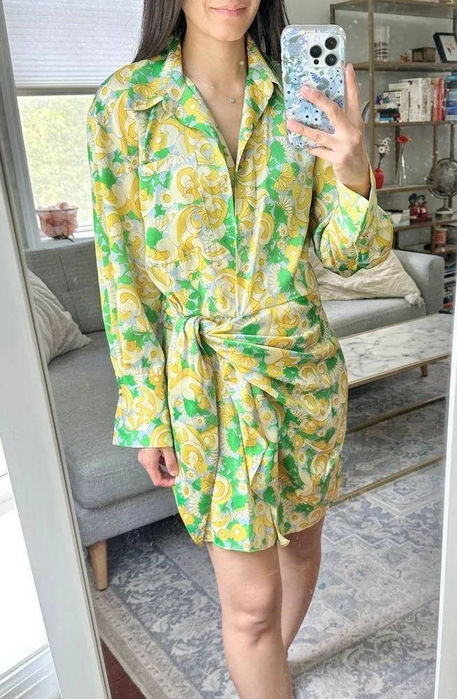 Zara Satin Effect Long Sleeve Wrap Dress - Image 7