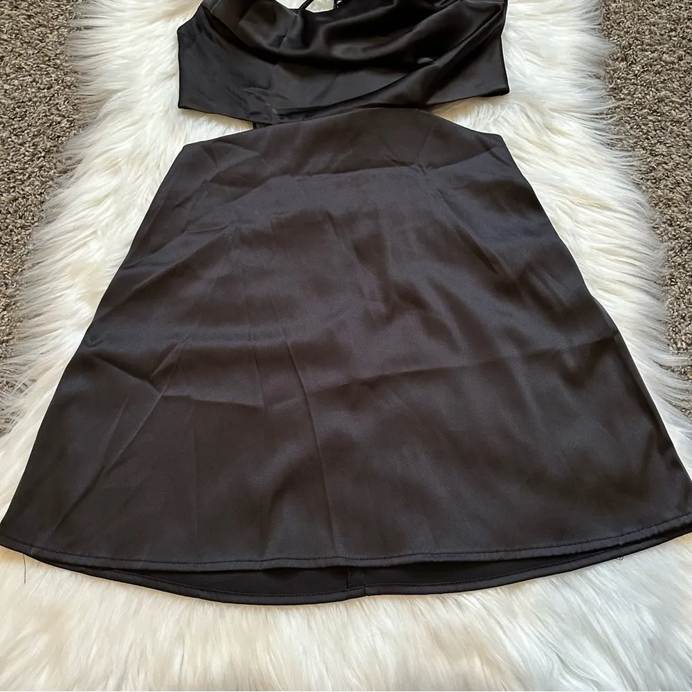 Shein Black Satin Mini Dress - Image 3