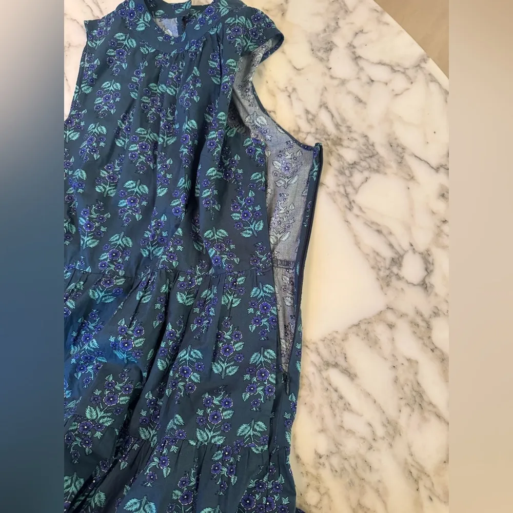 NWT J.Crew Factory Printed mockneck tiered midi dress no string belt & fix loop Blue Size 4 - Image 14