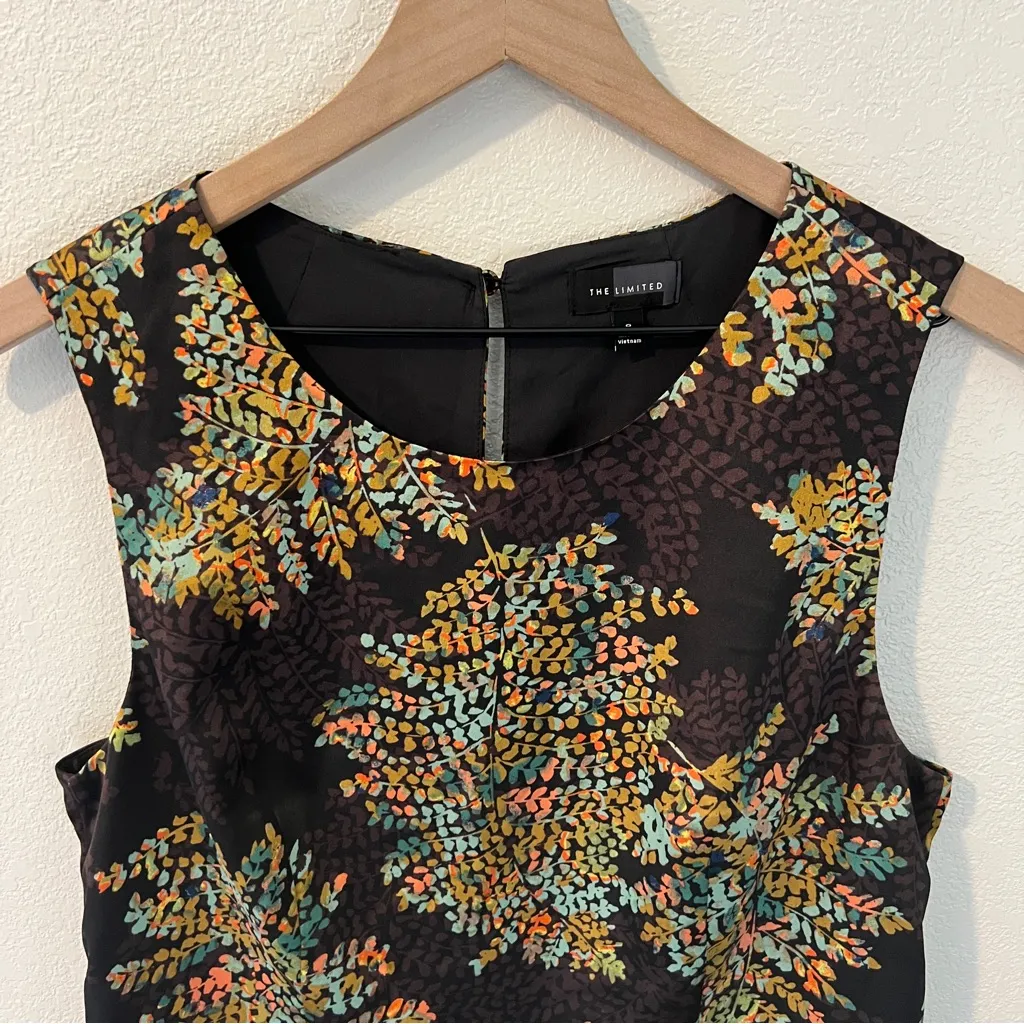 The Limited‎ Satin Floral Leaf Print Sleeveless Sheath Dress Size 8 - Image 6