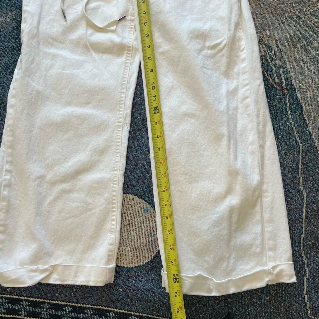 Sincerely Jules Cream Drawstring Linen Pants M Surf Coastal Athleisure Casual White Size M - Image 11