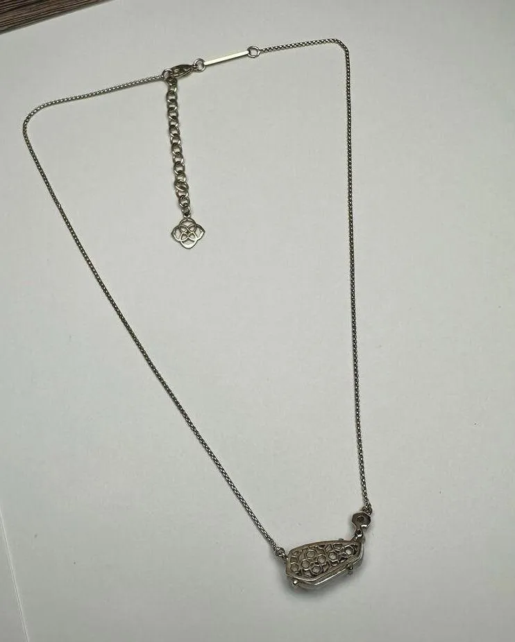 Kendra Scott Pearly Glass & Rhinestone Gold Tone Necklace Adjustable Length - Image 6