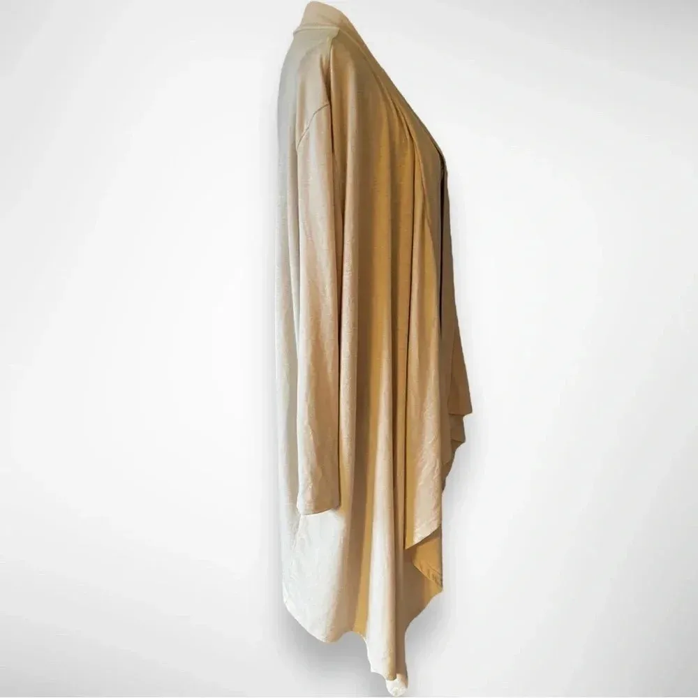 Open Front‎ Lightweight Long Sleeve Draped Apricot Long Cardigan Medium - Image 5