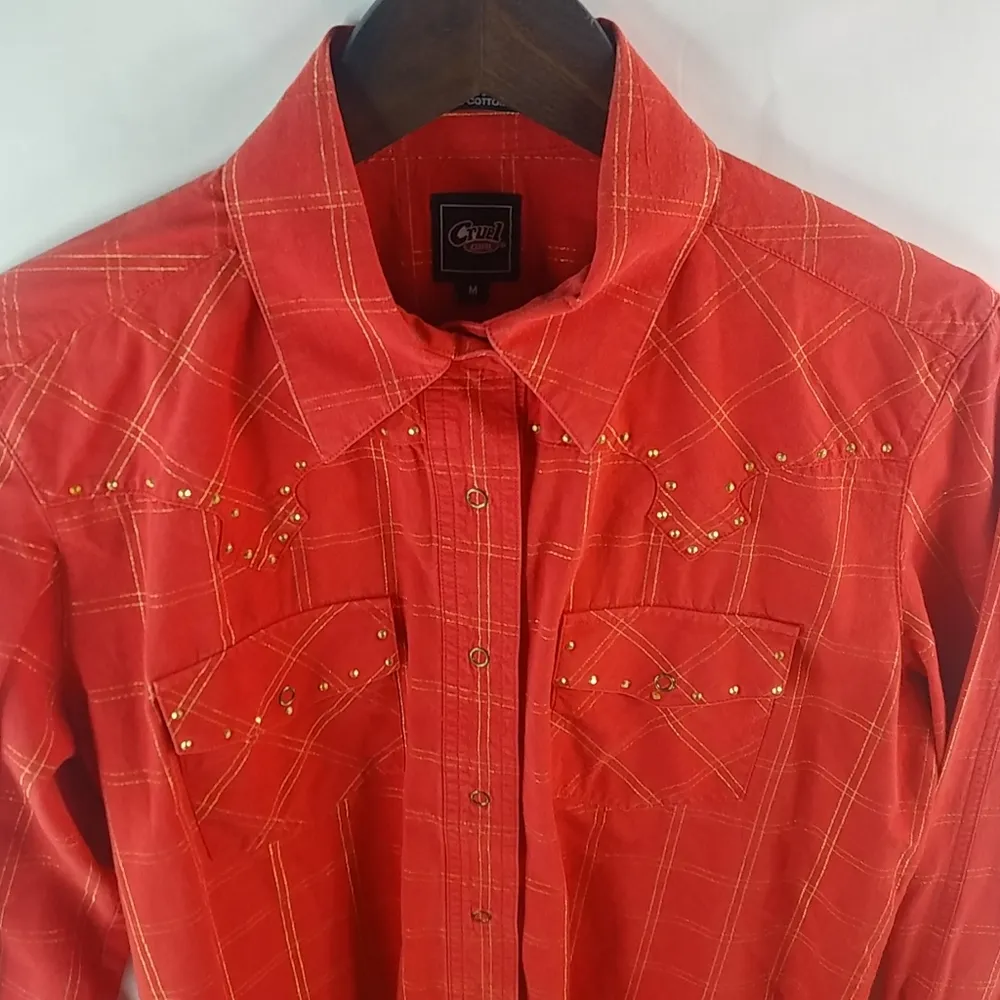 Cruel Girl M Western Cowgirl Red Gold Top - Image 4