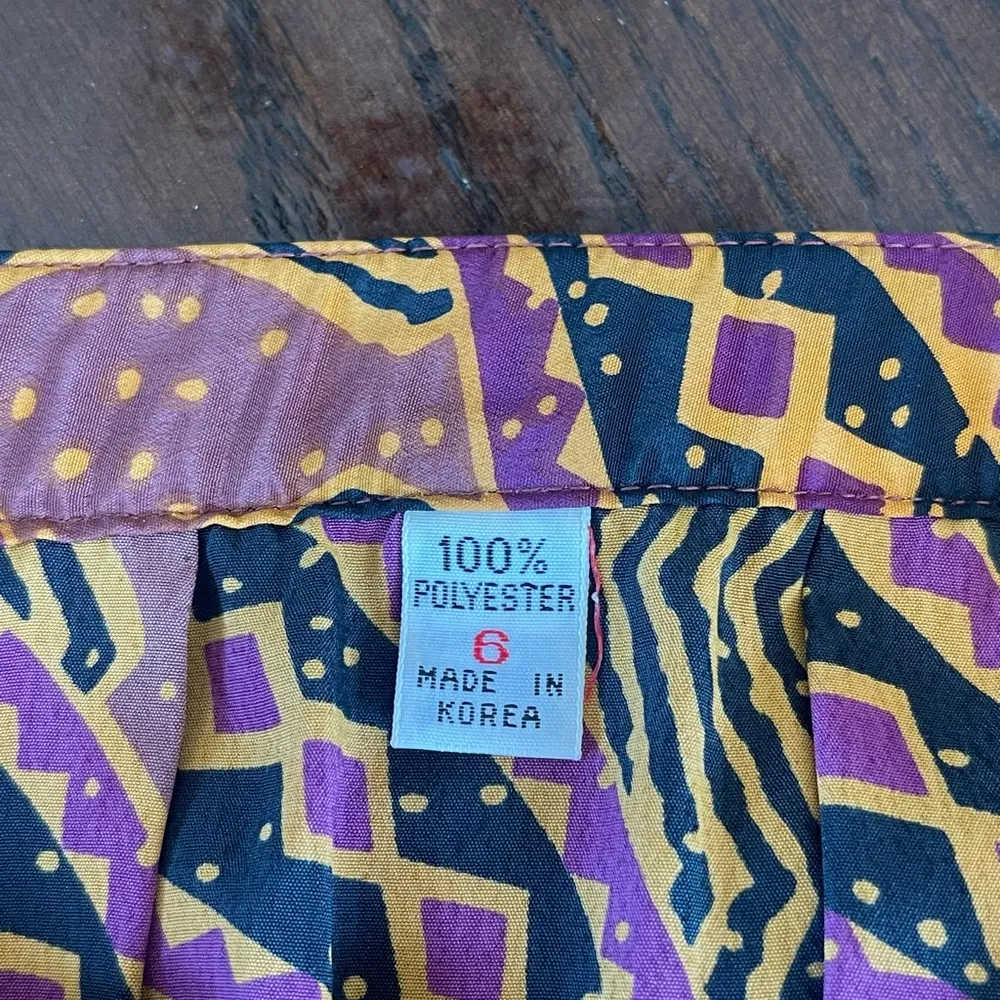 Vibrant Patterned Midi Skirt Brown Size 6 - Image 4