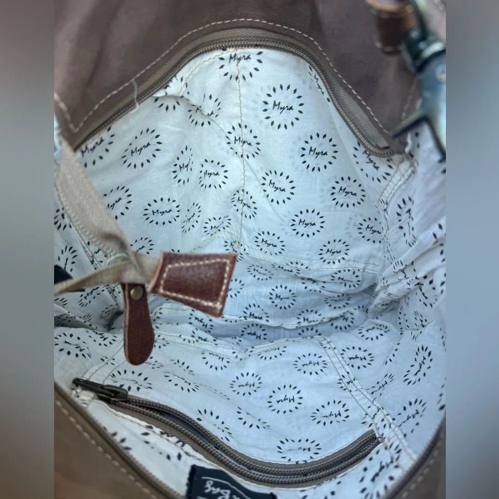 Myra Cowhide Boho Western Crossbody Shoulder Bag NWT Rug Purse Brown - Image 9