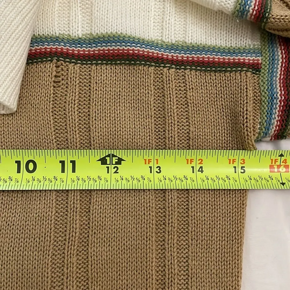 Fashion Import Vintage 1970s Tan Acrylic Knit Sweater Womens Size Small Collar Brown - Image 7