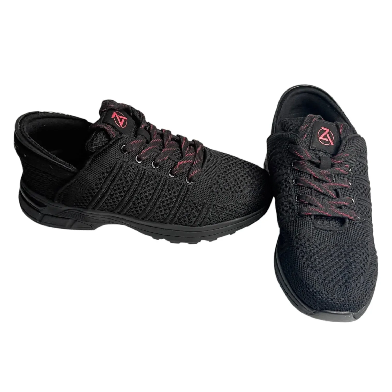 Zeba Black Ember Women's Walking Shoe 9 Hands Free Slip On Knit Lace Up Sneakers - Image 2