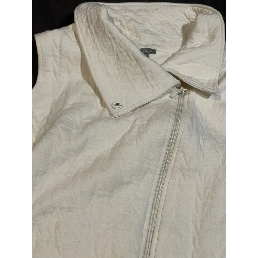 Talbots Cream Quilted Puffer‎ Full Zip Vest Size Size 1X. D-321 - Image 3