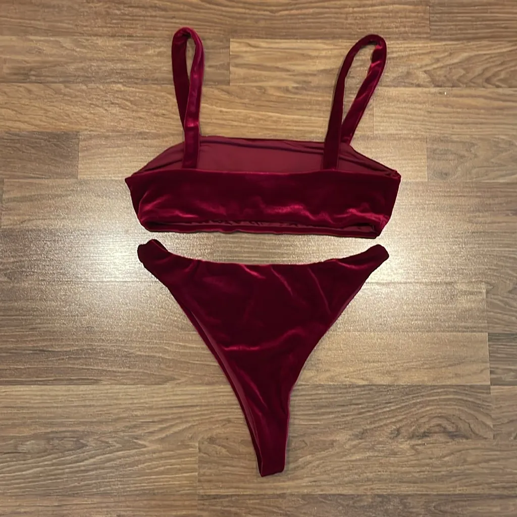 Naked wardrobe burgundy small velvet bathing suit #120 - Image 5
