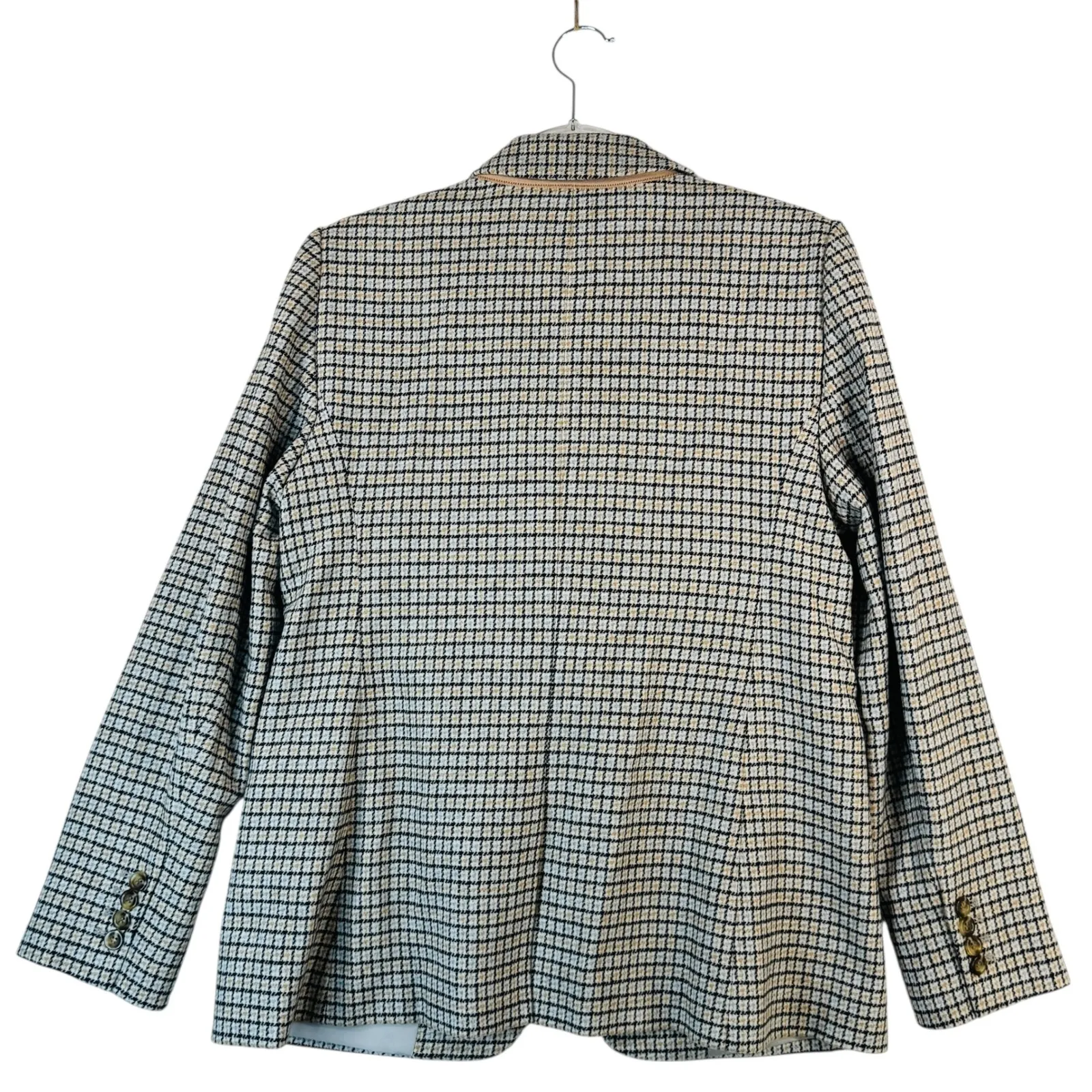 Ann‎ Taylor Glen Plaid One Button Wool Blazer Neutral Tailored Preppy 8 Academia - Image 2