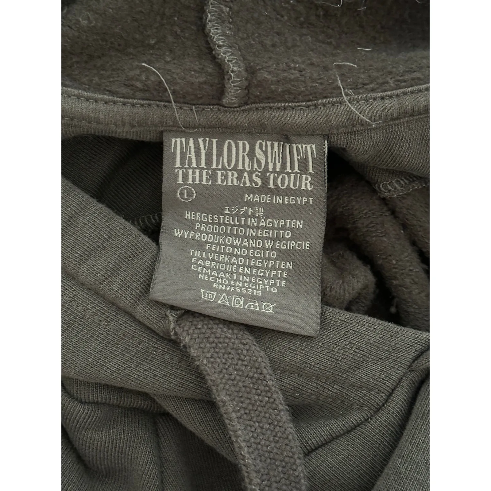 Taylor Swift The Eras Tour Faded Black Drawstring Hoodie Large - Image 6