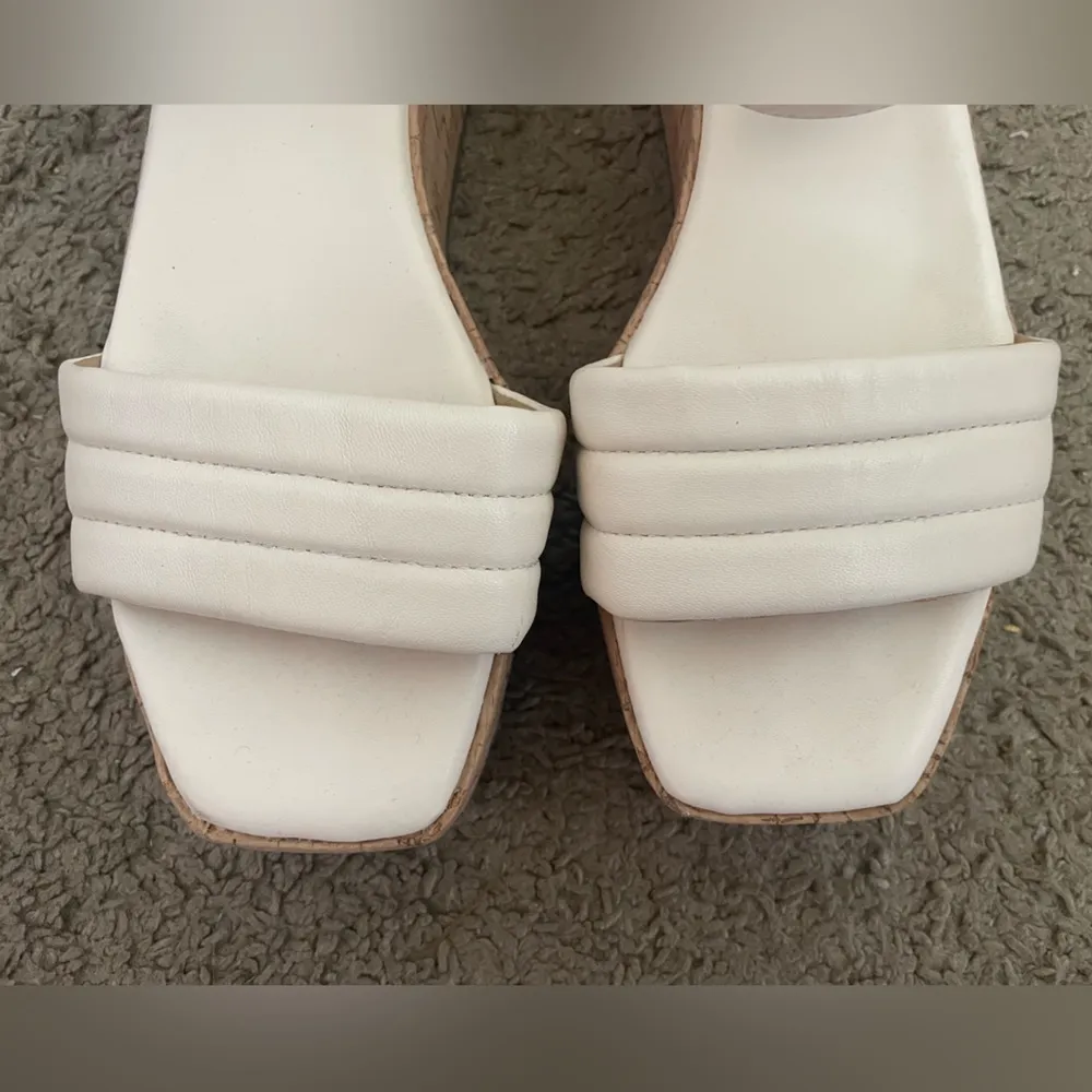 Franco Sarto Open-Toe Upper Leather Cork Platform Wedge Sandals - Image 8