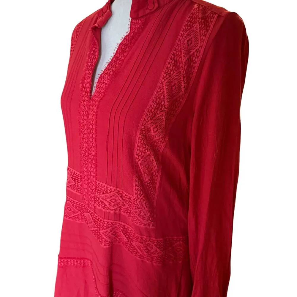 Derek lam 10 Crosby billowy tent dress lace crocheted lace detail size 10 red - Image 10