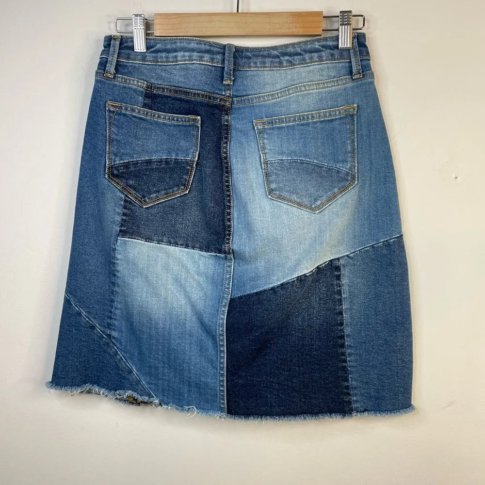 Driftwood Anthro Saydi Patchwork Denim Jean Boho Hippie A line skirt womens 26 4 - Image 7