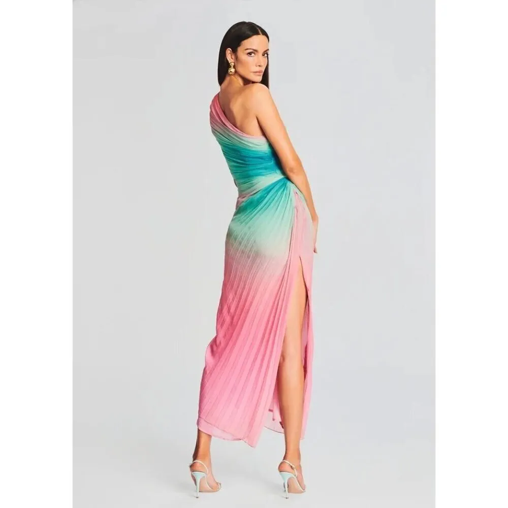 Rococo Sand Maxi Dress in Ombre Small New Womens One Shoulder Cocktail Pink - Image 12