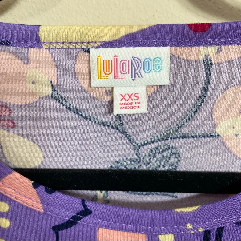 LulaRoe Julia Lavender Floral Short Sleeve Pull Over Stretch Knit Pencil Dress - Image 3