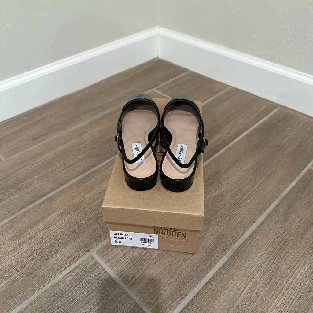 Steve Madden BELINDA FLAT BLACK LEATHER, size 6.5 - Image 7