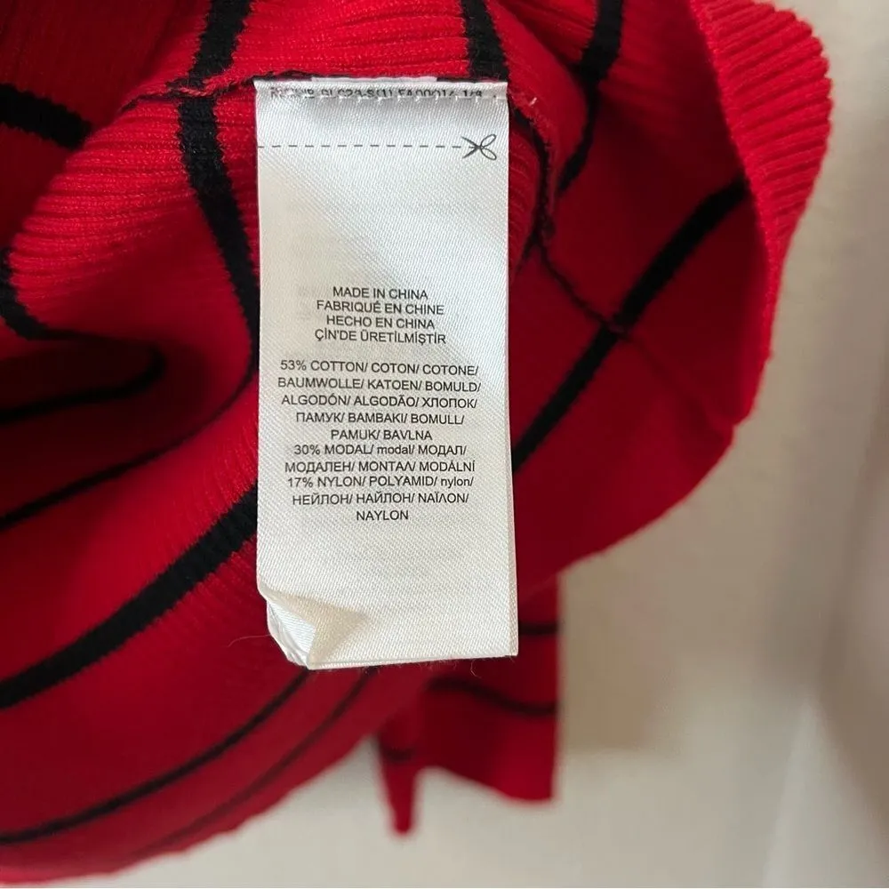 Lauren Ralph Lauren Striped Cotton Blend Ribbed Turtleneck Sweater Red Size 3X - Image 8