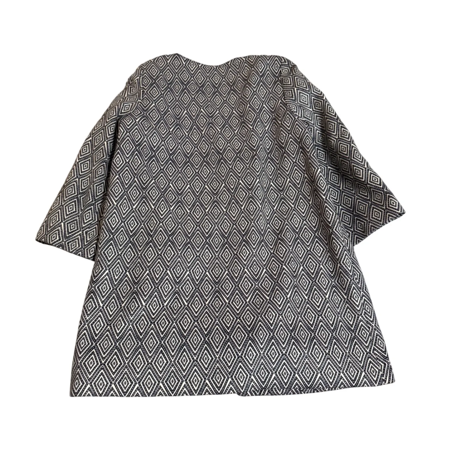 H&M Size 8 Women Kimono Dress Coat Black White Geometric Print Professional - Image 9