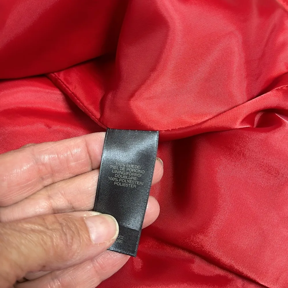 Liz Claiborne Women's Red Suede Button Down Jacket Blazer Pockets Size Medium P - Image 3