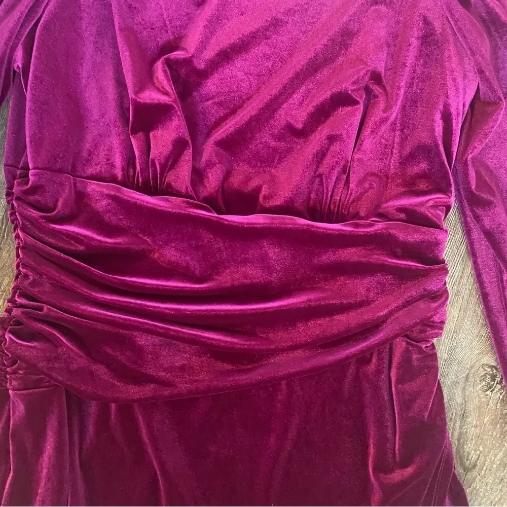 Lauren Ralph Lauren Dress Women 10 Purple Velvet Ruched Puff Sleeve Cocktail NEW - Image 7
