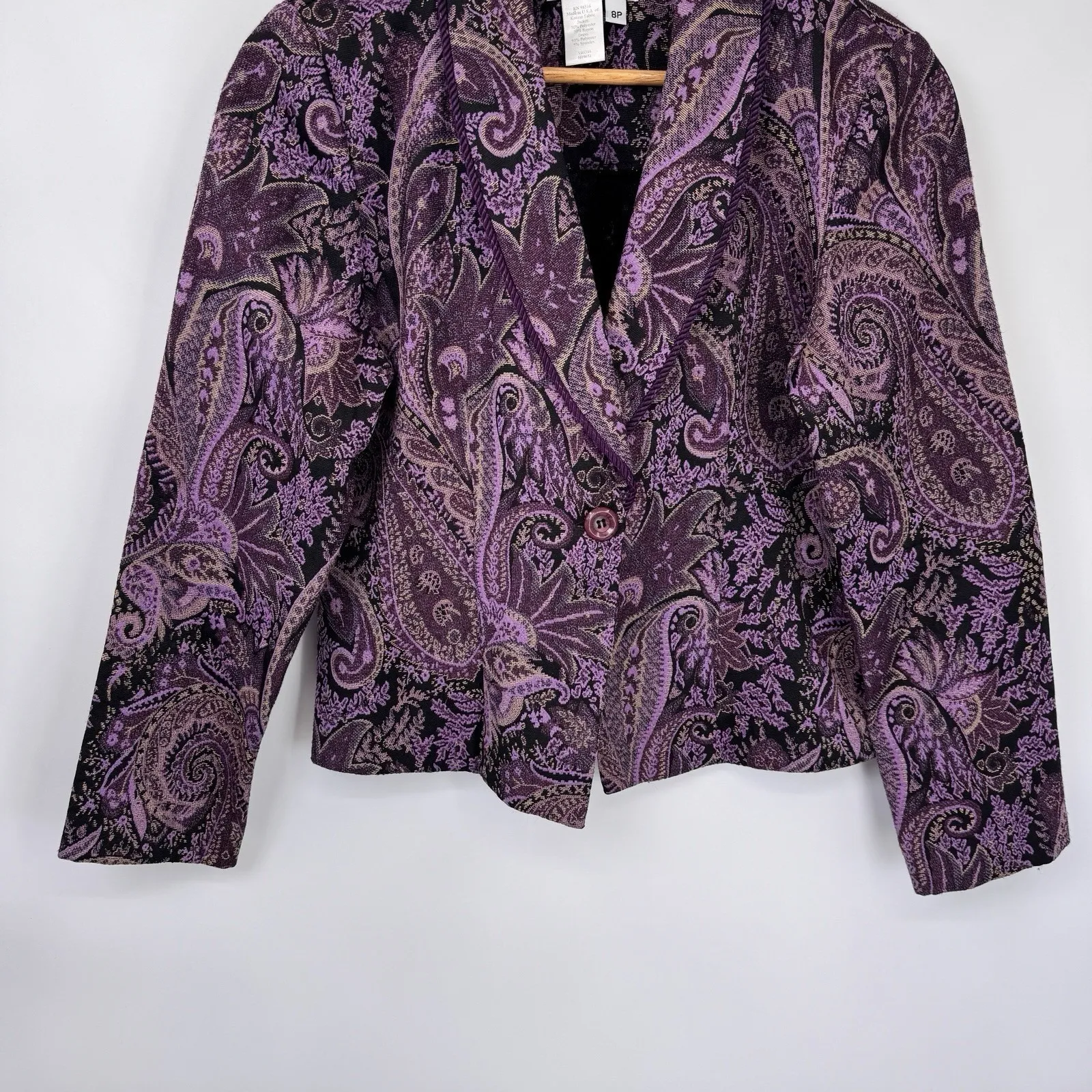 Vintage Y2K Coldwater Creek Jacket Womens 8P Purple Paisley Forest Fairy Lined - Image 3