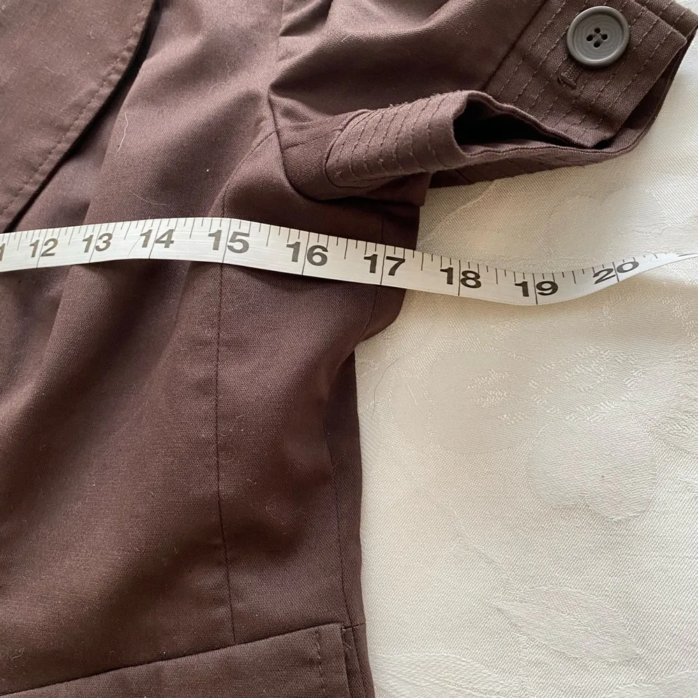 LOFT short sleeve Linen Cotton  Blend jacket Brown Sz 6 - Image 6