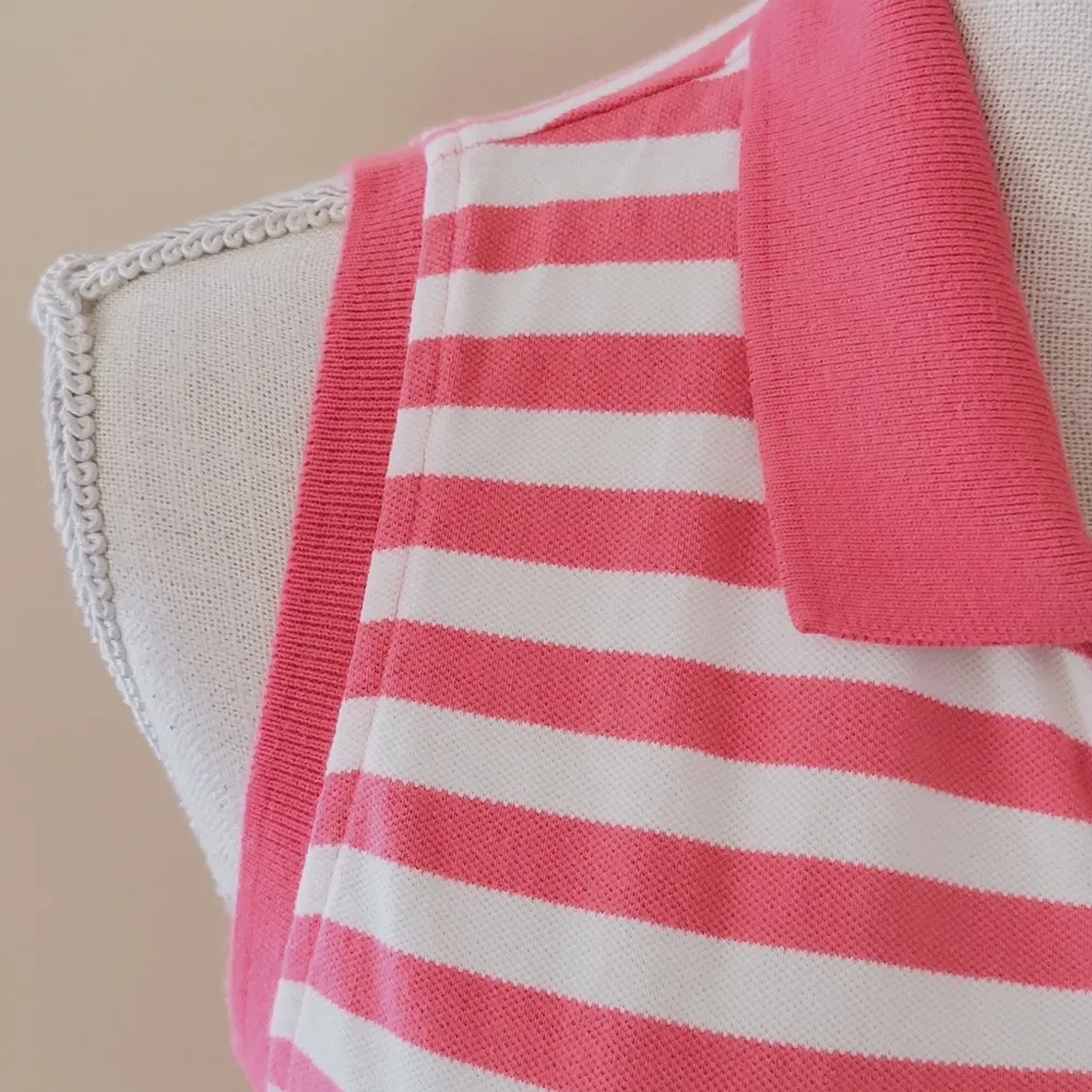 Tommy Hilfiger coral striped polo size small - Image 3